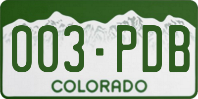 CO license plate 003PDB