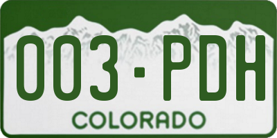 CO license plate 003PDH