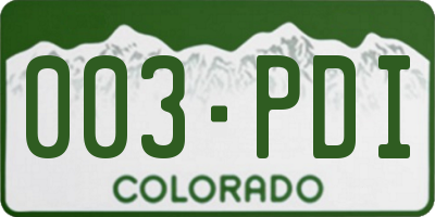 CO license plate 003PDI