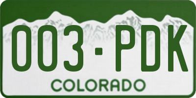 CO license plate 003PDK