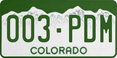 CO license plate 003PDM