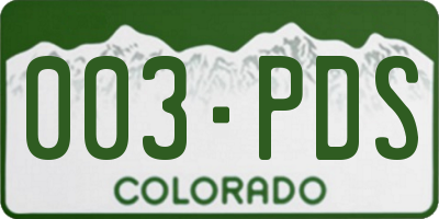 CO license plate 003PDS