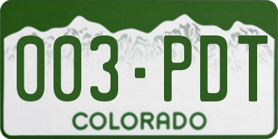 CO license plate 003PDT