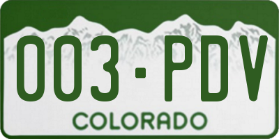 CO license plate 003PDV