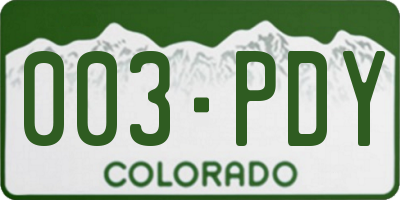 CO license plate 003PDY