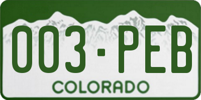 CO license plate 003PEB