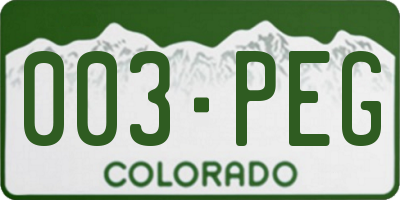 CO license plate 003PEG
