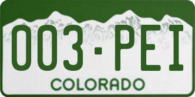 CO license plate 003PEI