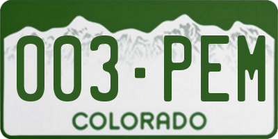 CO license plate 003PEM