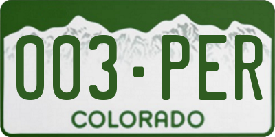 CO license plate 003PER