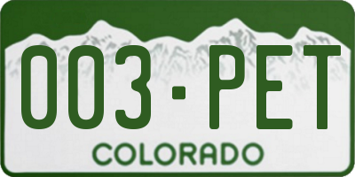 CO license plate 003PET