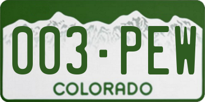 CO license plate 003PEW