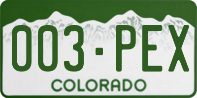 CO license plate 003PEX