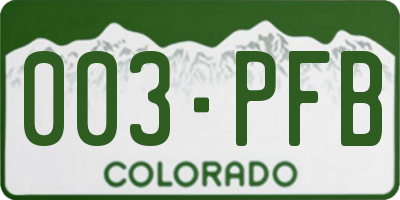 CO license plate 003PFB