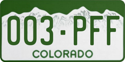 CO license plate 003PFF