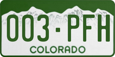 CO license plate 003PFH