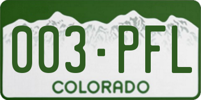 CO license plate 003PFL