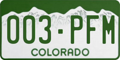 CO license plate 003PFM
