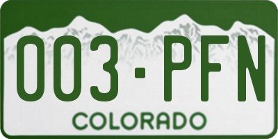 CO license plate 003PFN