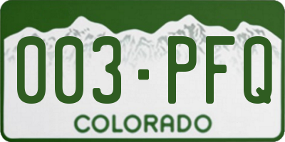 CO license plate 003PFQ