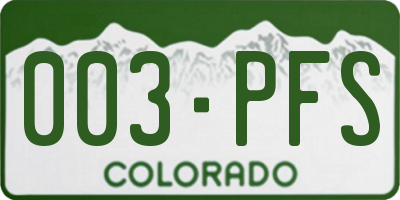 CO license plate 003PFS