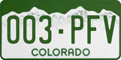 CO license plate 003PFV