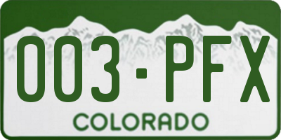 CO license plate 003PFX