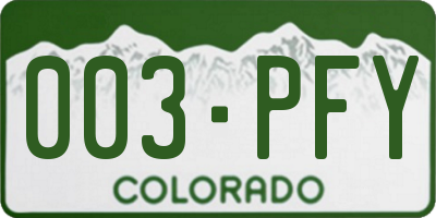 CO license plate 003PFY
