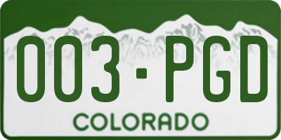 CO license plate 003PGD