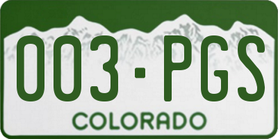 CO license plate 003PGS