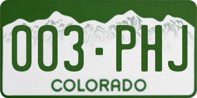 CO license plate 003PHJ