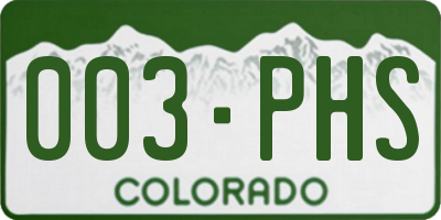 CO license plate 003PHS