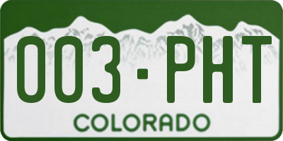 CO license plate 003PHT