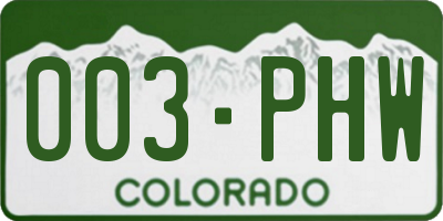 CO license plate 003PHW