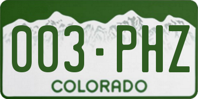CO license plate 003PHZ