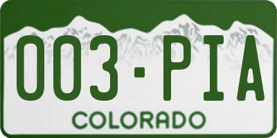 CO license plate 003PIA