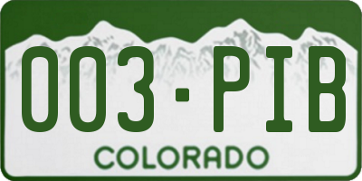CO license plate 003PIB