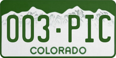 CO license plate 003PIC