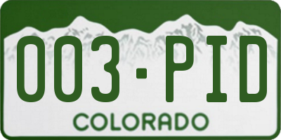 CO license plate 003PID