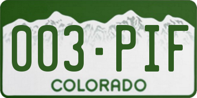 CO license plate 003PIF