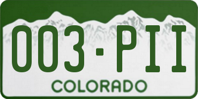 CO license plate 003PII