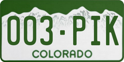 CO license plate 003PIK