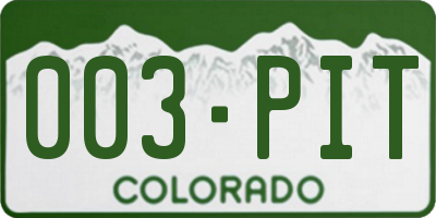 CO license plate 003PIT