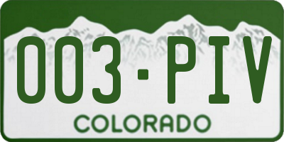 CO license plate 003PIV