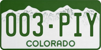 CO license plate 003PIY