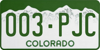 CO license plate 003PJC