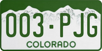 CO license plate 003PJG