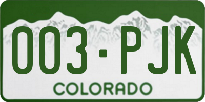 CO license plate 003PJK