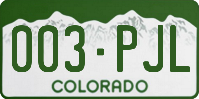 CO license plate 003PJL