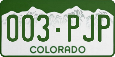 CO license plate 003PJP